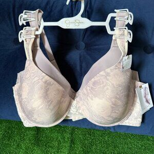 Jessica Simpson Lifting Comfort Molded w/Lace 2 Pack Underwire Bra Size 42C NEW